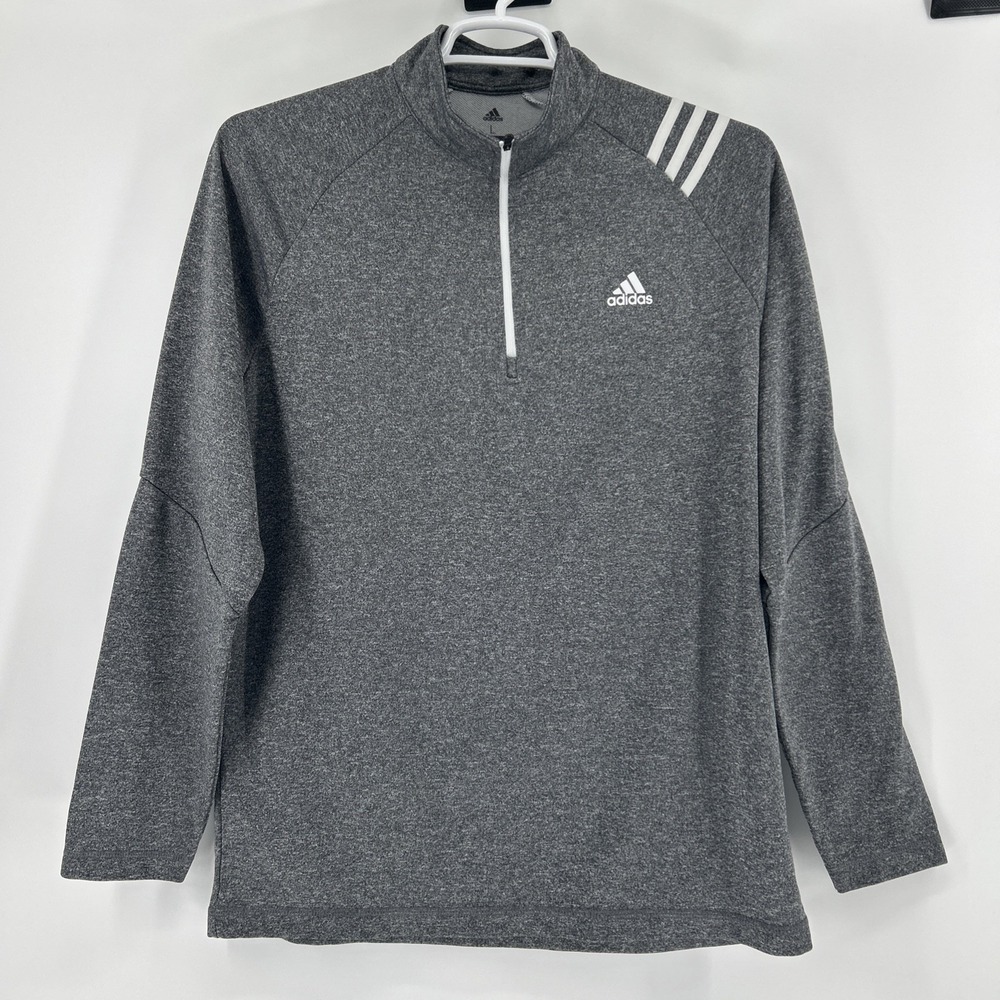 Adidas Golf 1/4 Zip Pullover Men's Large Gray Knit Tech Fiber Athleisure Sports